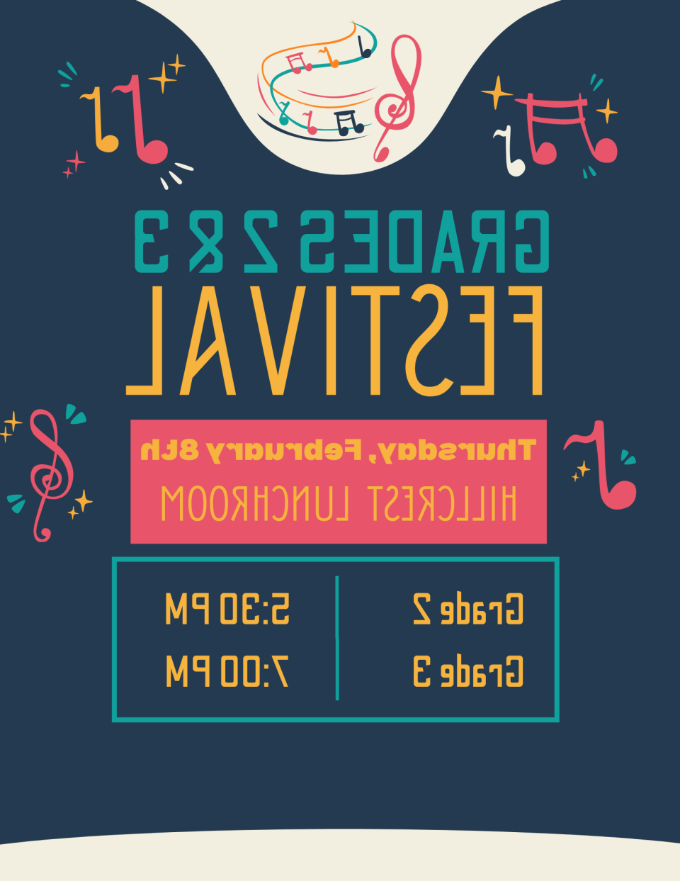 Grades 2 & 3 Music Festival flyer